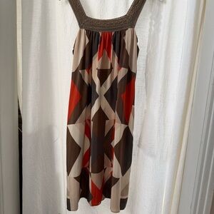 Wyeth by Todd Magill, Sill Geometric Patterned Dress with Crochet Straps sz M